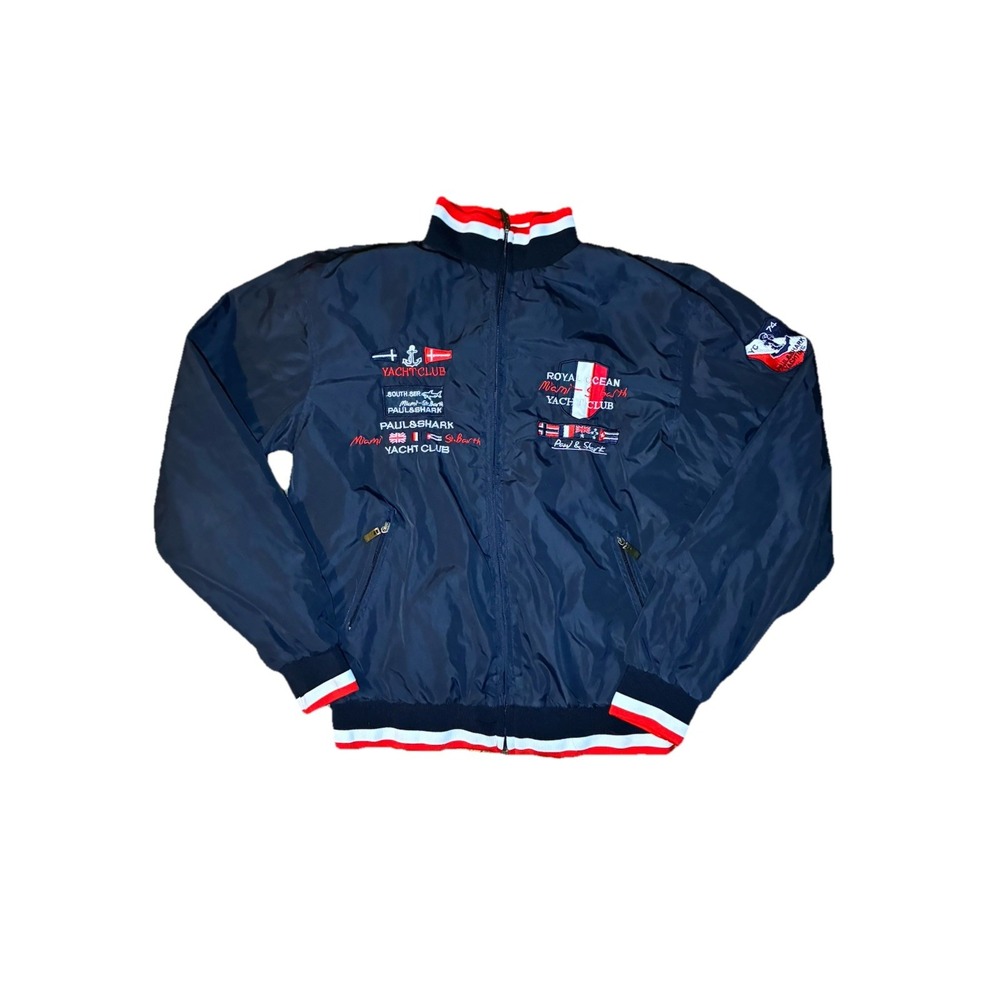 Paul And Shark Embroidered Bomber Jacket Men's L Full Miami St. Berth Yacht Club